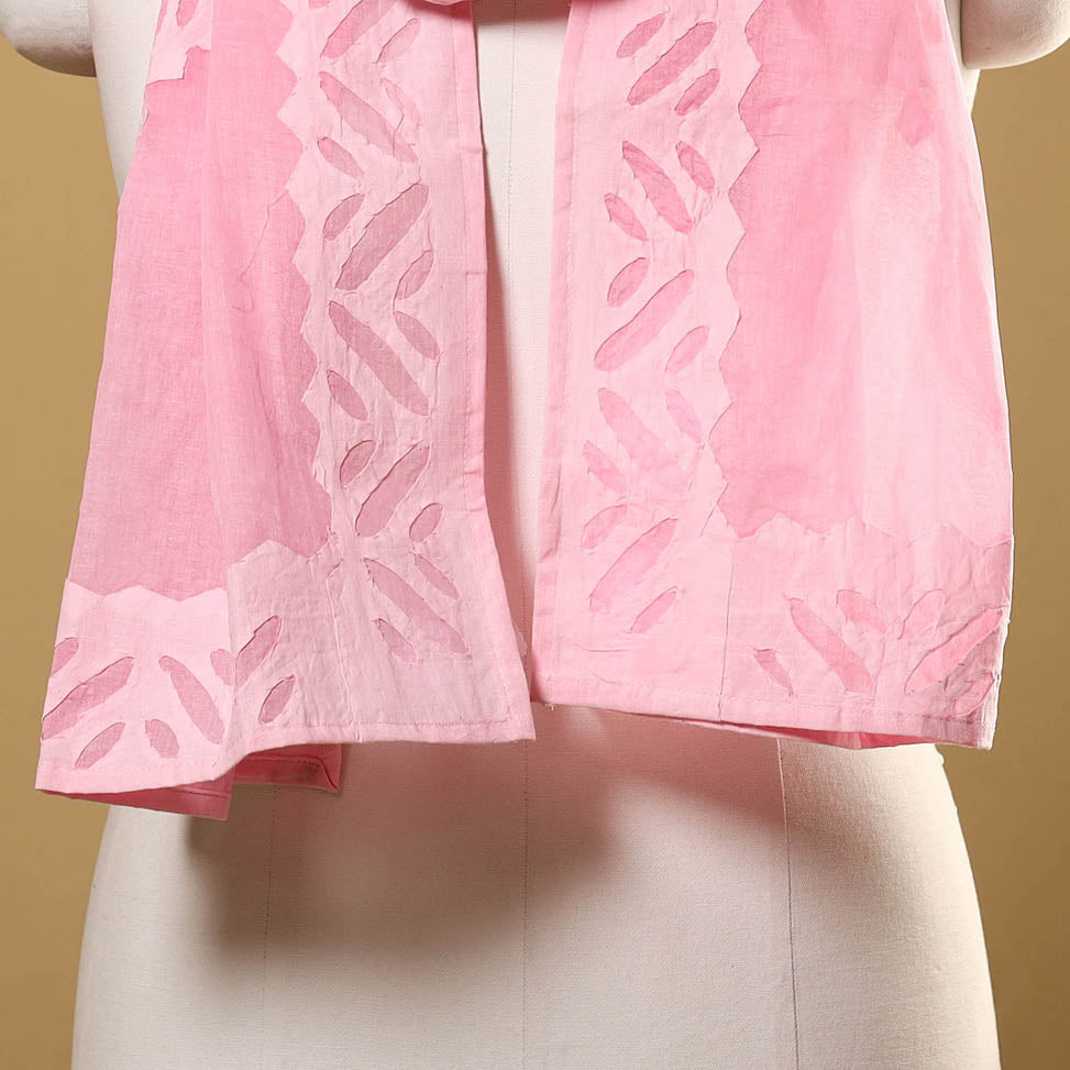  Cut Work Cotton Pink Barmer Applique Stole