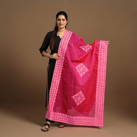 Buy Cutwork Cotton Pink Barmer Applique Dupatta
