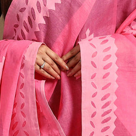 Buy Cutwork Cotton Pink Barmer Applique Dupatta