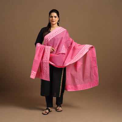 Pink - Cutwork Cotton Barmer Applique Dupatta 41