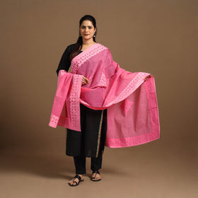 Pink - Cutwork Cotton Barmer Applique Dupatta 41