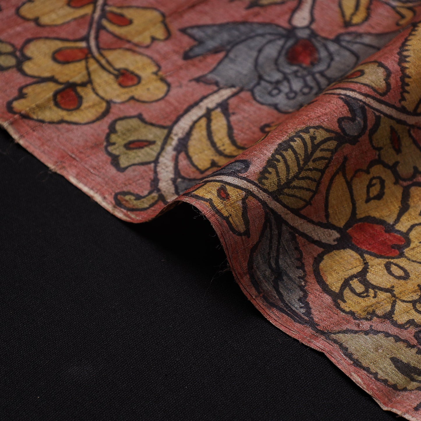 Pink - desi tussar silk handpainted srikalahasti pen