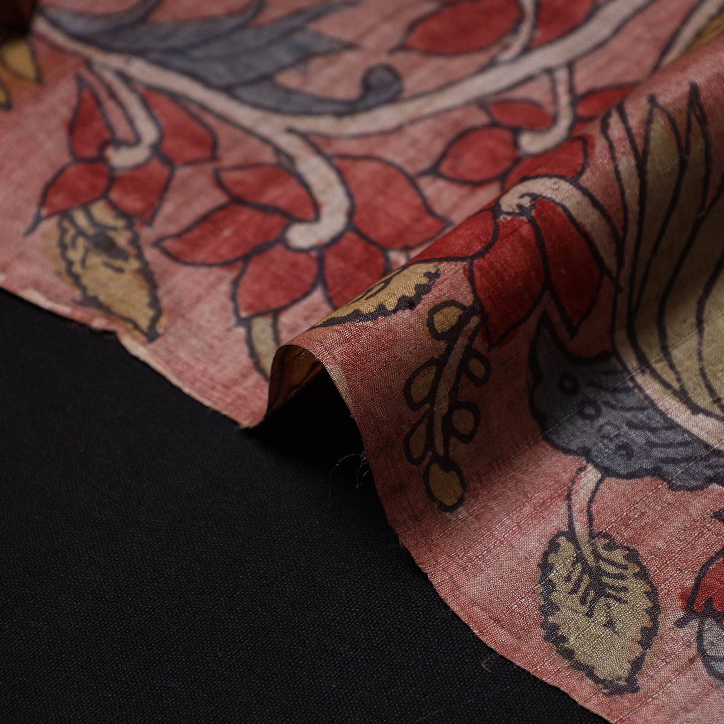 Pink - desi tussar silk handpainted srikalahasti pen