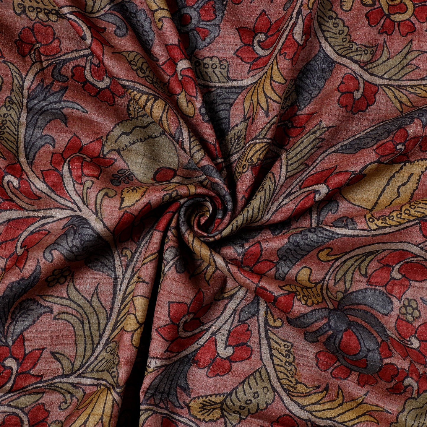 Pink - desi tussar silk handpainted srikalahasti pen