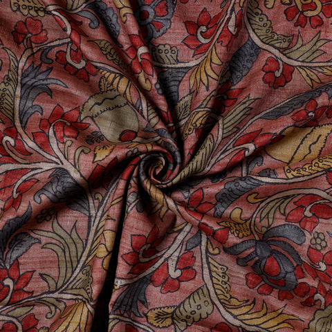 Pink - desi tussar silk handpainted srikalahasti pen