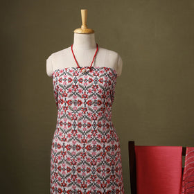 Pink Designer! Block Print Cotton Dress Material with Jewellery Set