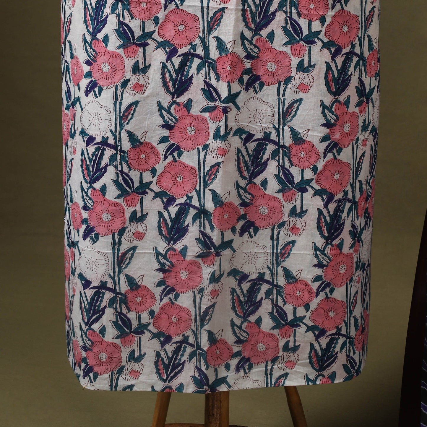 Pink Designer! Block Print Cotton Dress Material with Jewellery Set