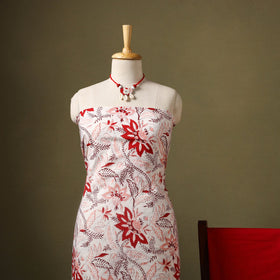 Pink Designer! Block Print Cotton Dress Material with Jewellery Set 