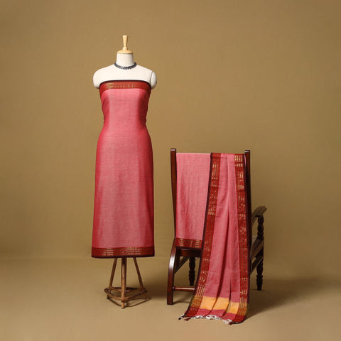 Dharwad cotton 3pc unstitched dress material with border 26