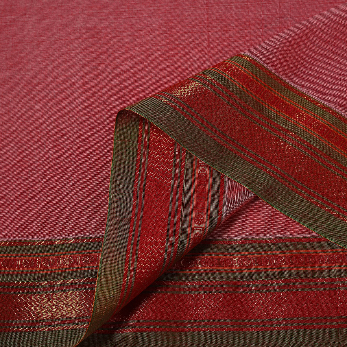 Dharwad cotton fabric with border 09 - handcrafted