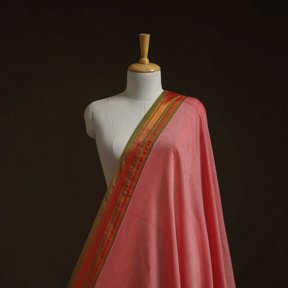 Dharwad cotton fabric with border 09 - handcrafted