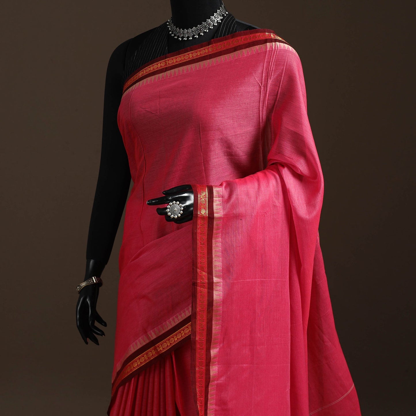 Dharwad cotton saree with border 15 - handcrafted