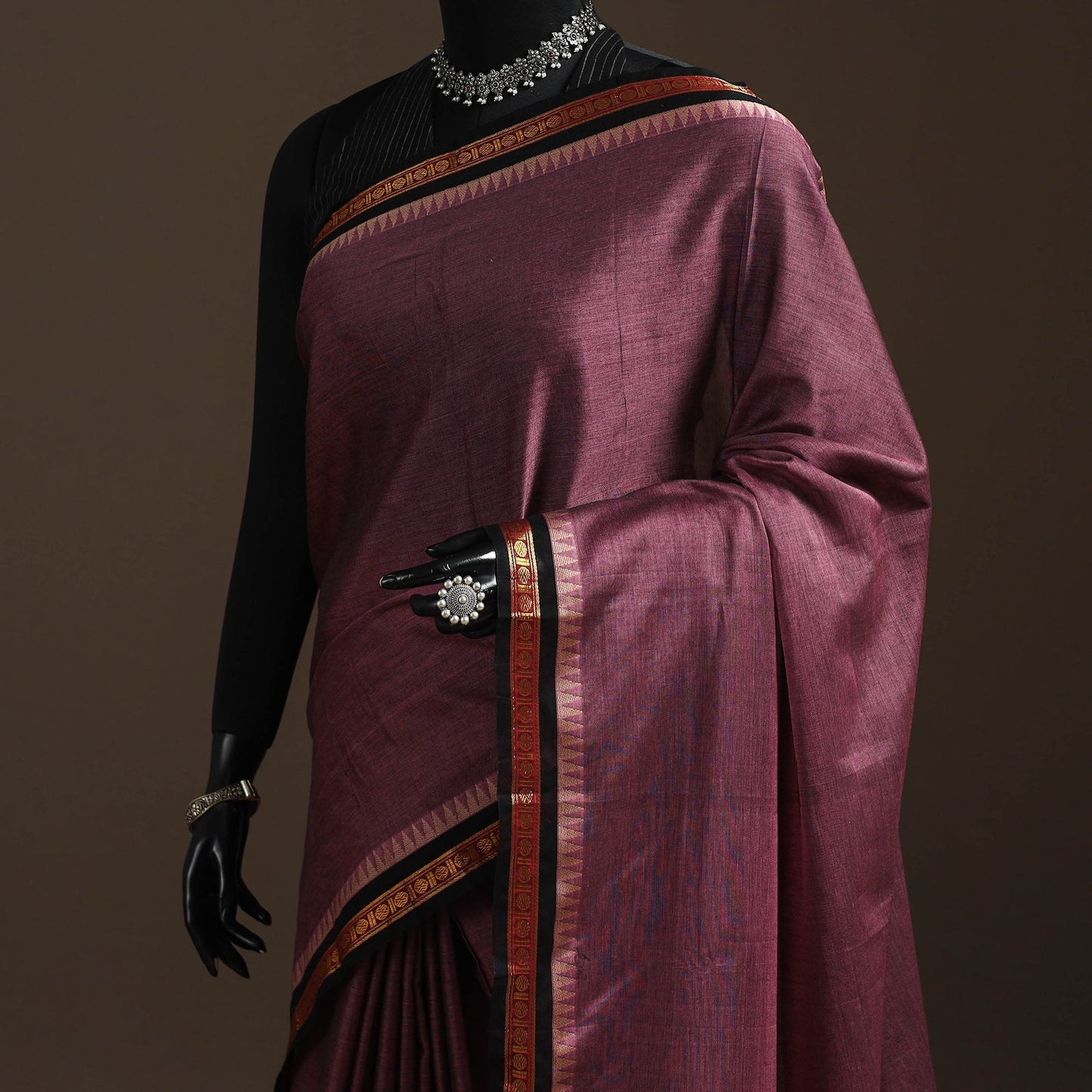 Dharwad cotton saree with border 20 - handcrafted