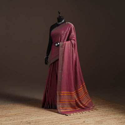 Dharwad cotton saree with border 39 - handcrafted