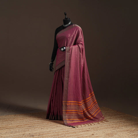 Dharwad cotton saree with border 39 - handcrafted