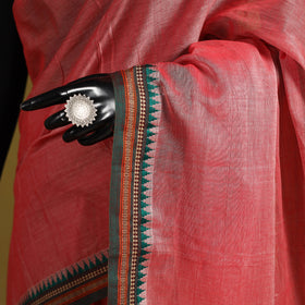 Pink - dharwad cotton saree with border 41 - handcrafted
