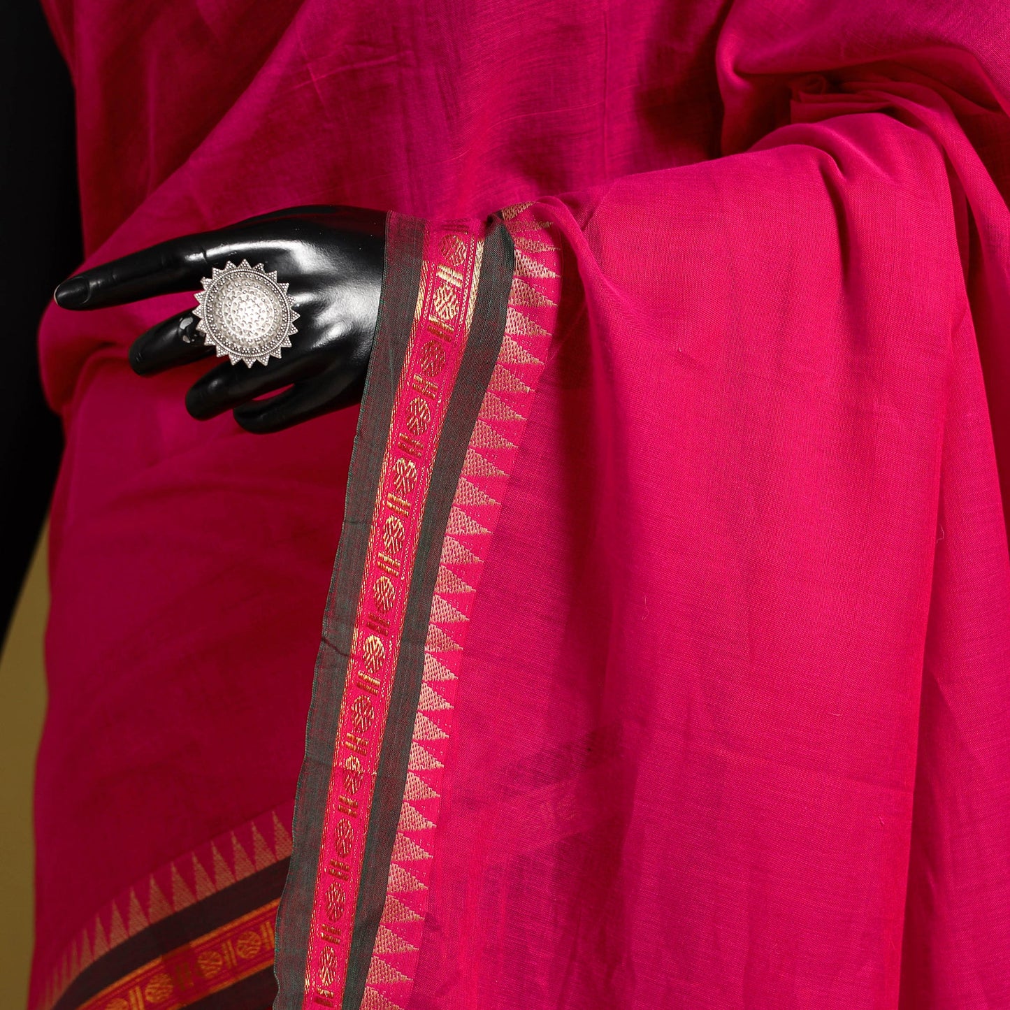 Pink - dharwad cotton saree with border 45 - handcrafted