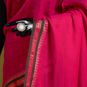 Pink - dharwad cotton saree with border 45 - handcrafted