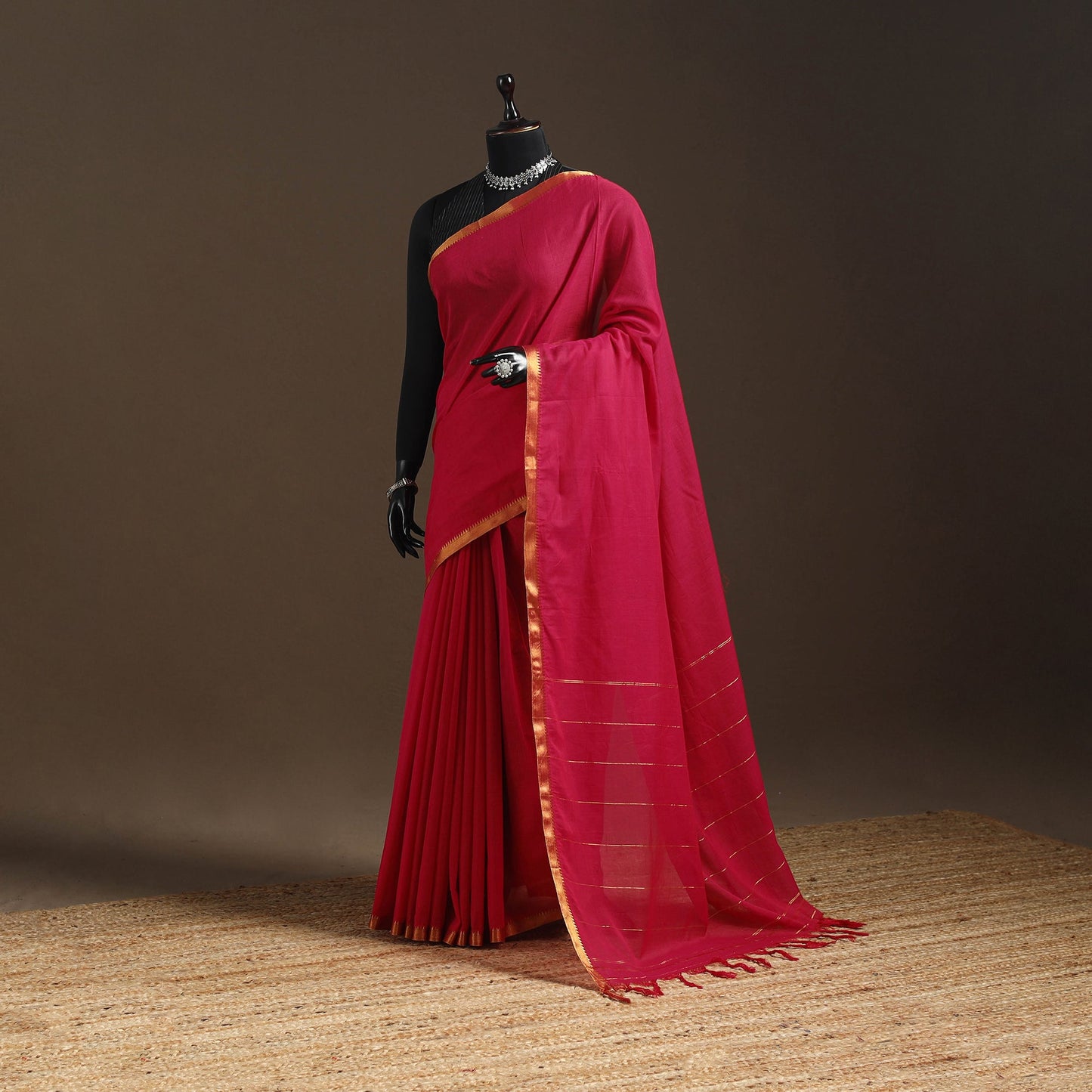 Dharwad cotton saree with border 46 - handcrafted