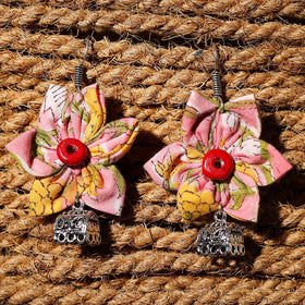 Pink - diya handcrafted gs fabart phool kali earrings