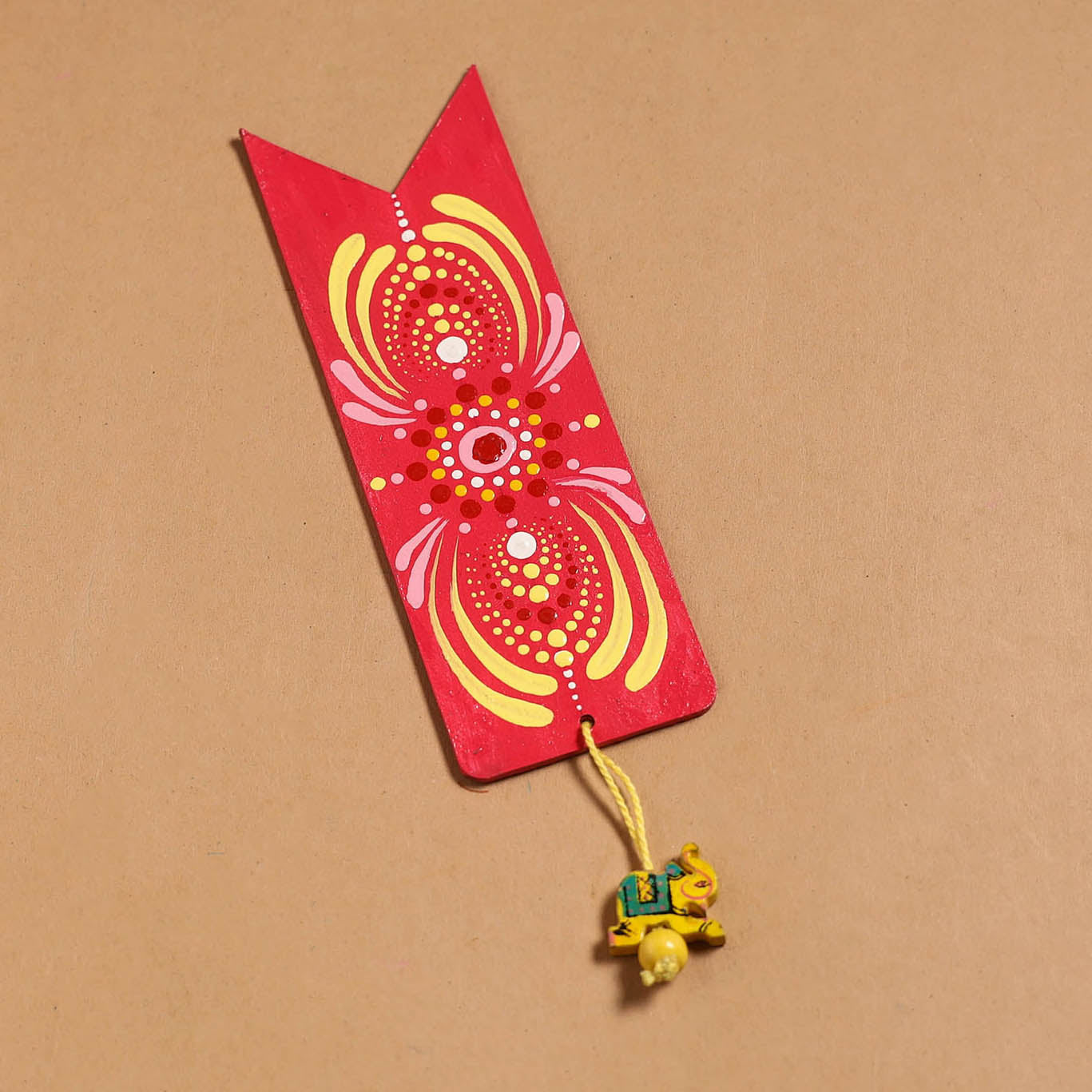 Dot art mandala handpainted wooden bookmark 04 - handcrafted