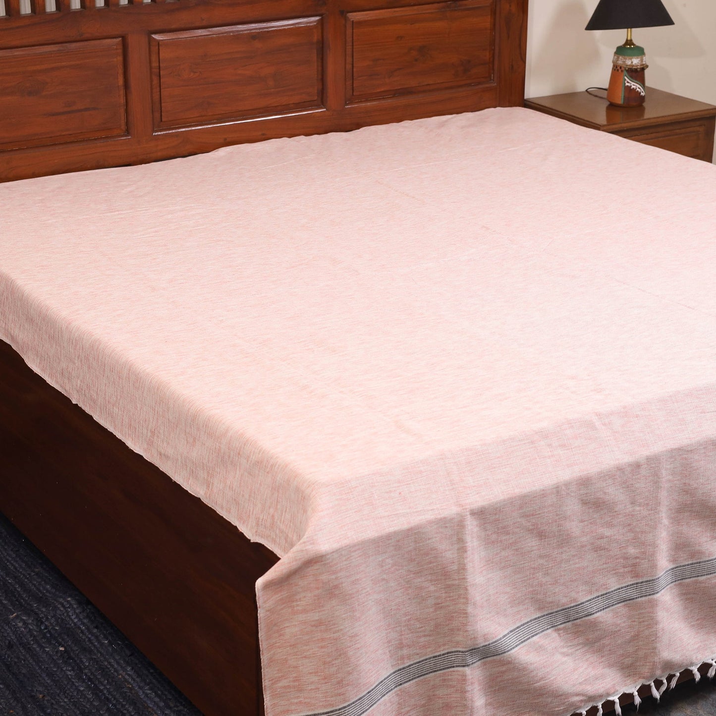 Pink - double handloom cotton bed sheet (108 x 90 in) 42