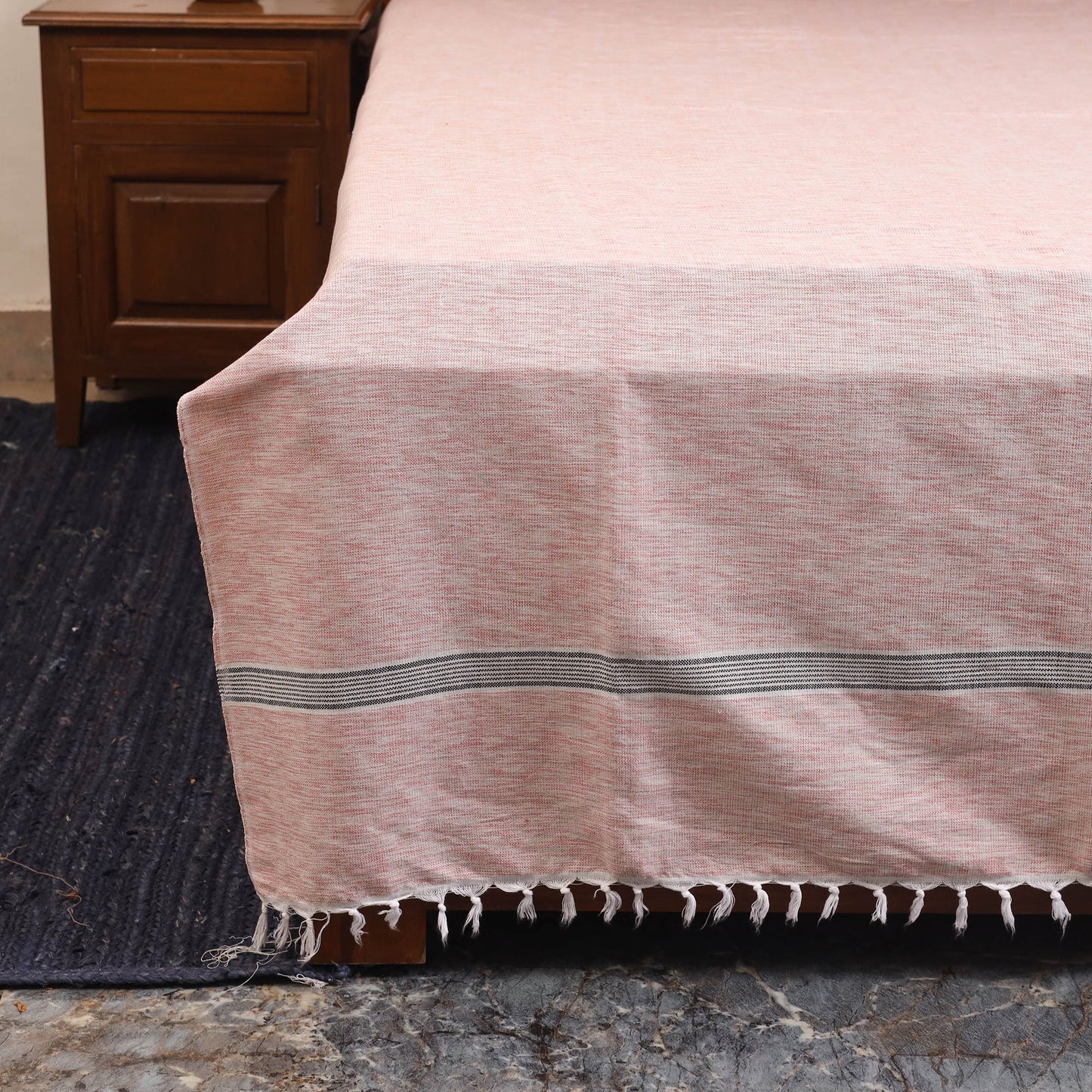 Pink - double handloom cotton bed sheet (108 x 90 in) 42