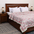 Pink - double - reversible sanganeri cotton quilt 23