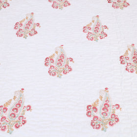 Pink - double - reversible sanganeri cotton quilt set 07