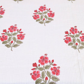 Pink - double - reversible sanganeri cotton quilt set 09