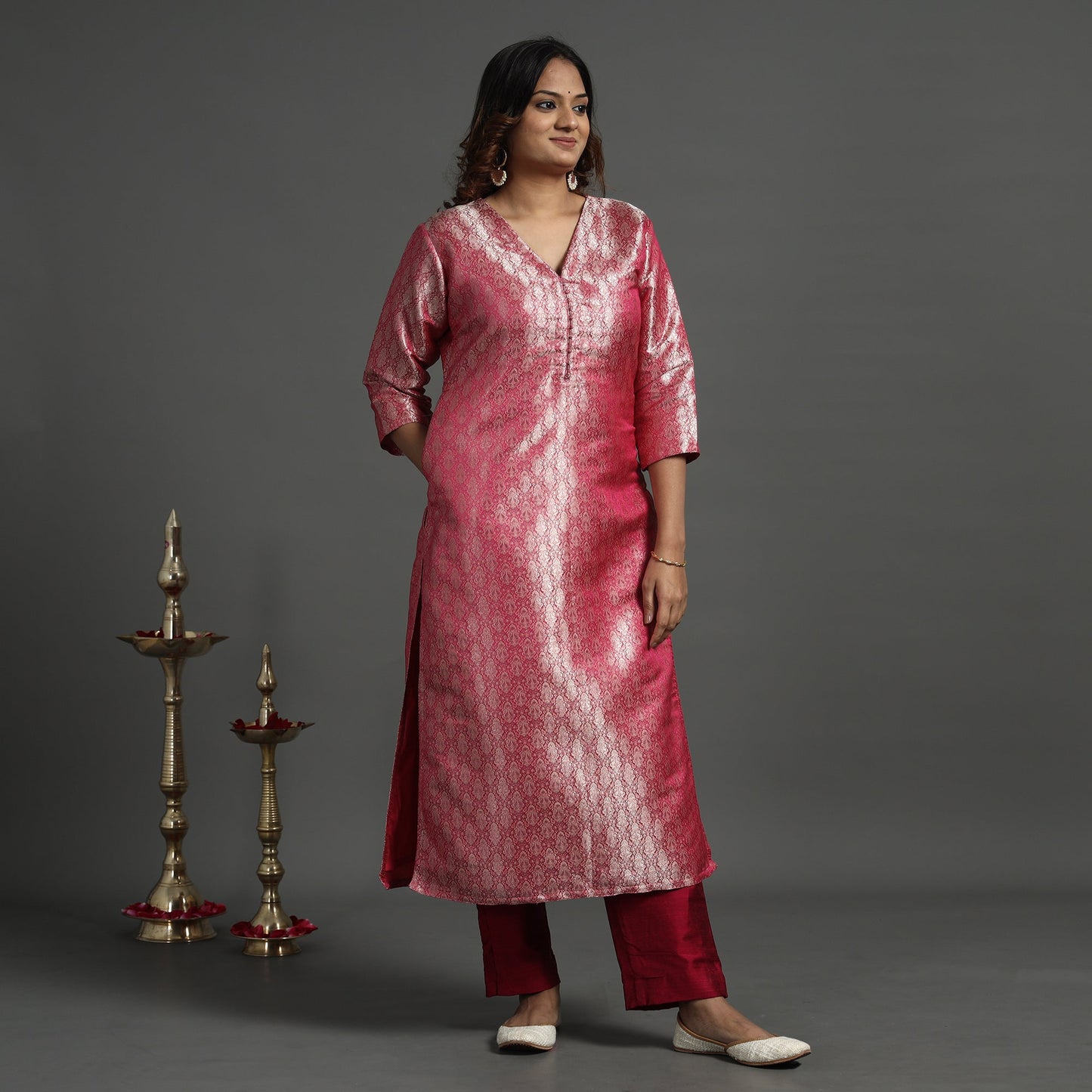  Elegant Banarasi Brocade Silk Kurta with Pant Set 