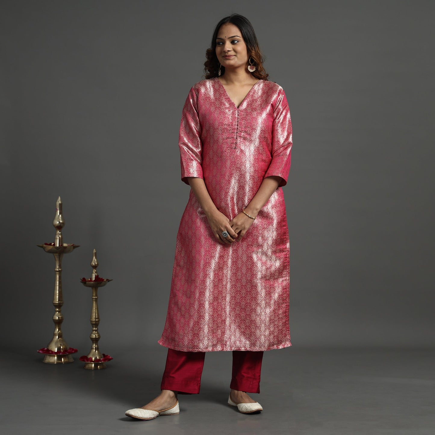  Elegant Banarasi Brocade Silk Kurta with Pant Set 