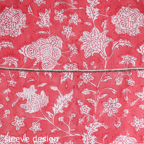  Embroidered Sanganeri Block Print Cotton Kurta Material with Beads - 2.5 Meter Online at iTokri.com