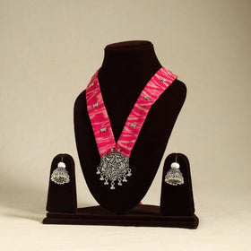 Pink - fabart german silver necklace set 10 - handcrafted