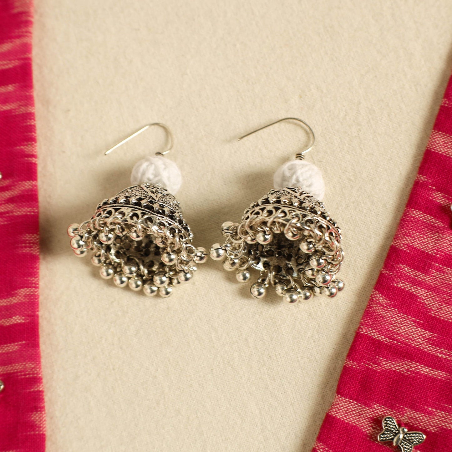 Pink - fabart german silver necklace set 10 - handcrafted