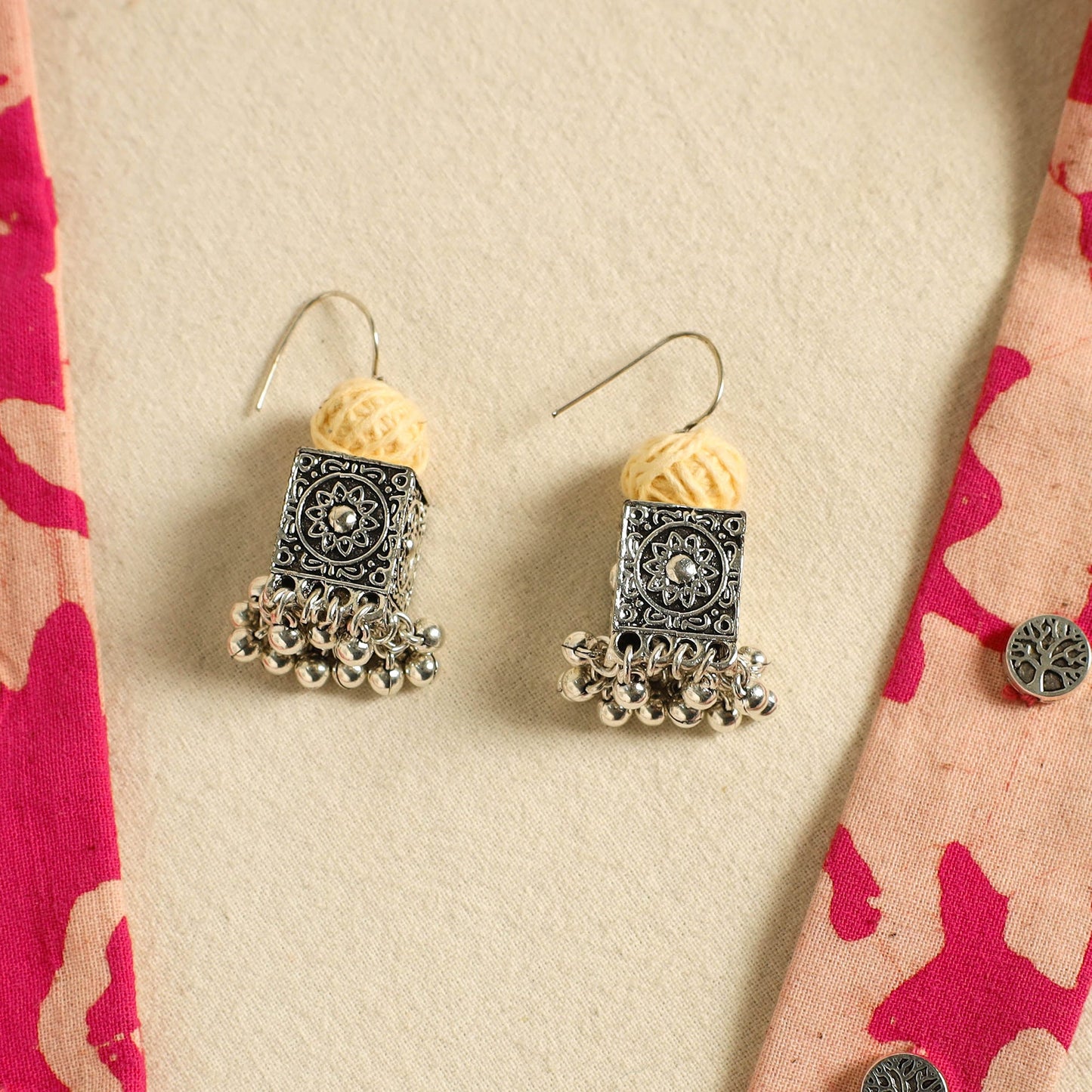 Pink - fabart german silver necklace set 24 - handcrafted