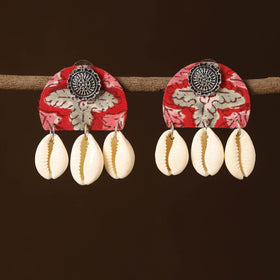 Pink - fatima fabart shell work earrings - handcrafted