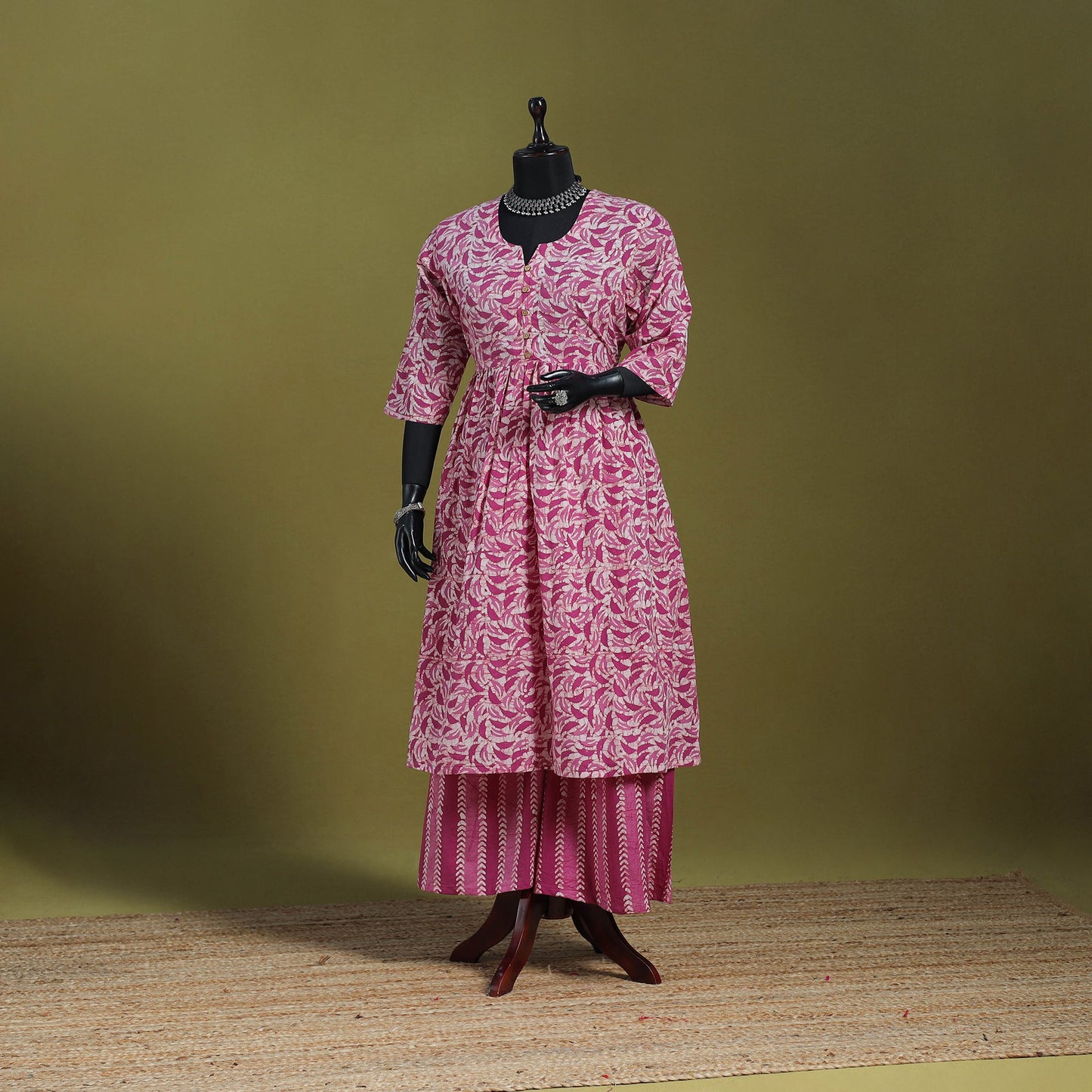 Purple - flared cotton hand batik suit set (set of 2) 11