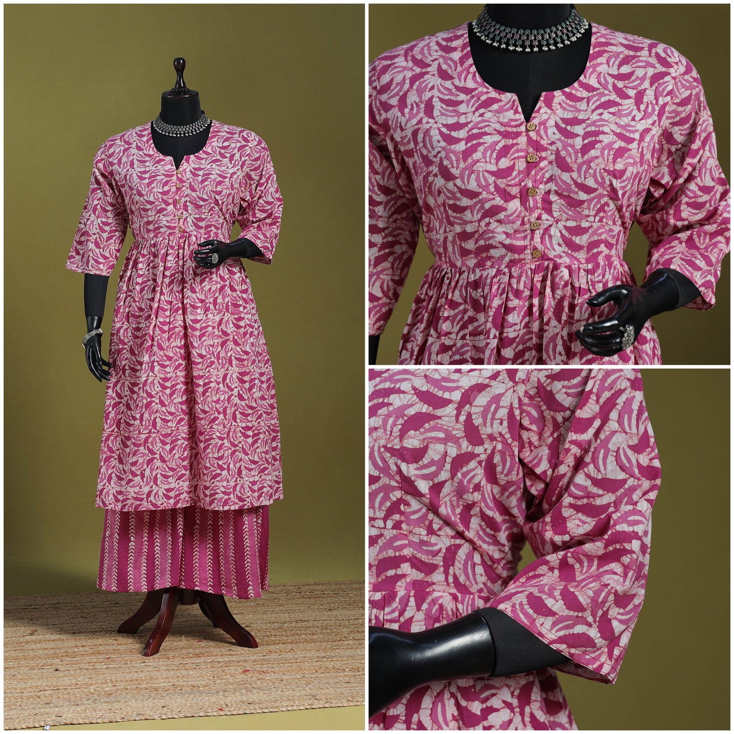 Purple - flared cotton hand batik suit set (set of 2) 11