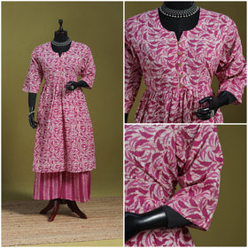 Purple - flared cotton hand batik suit set (set of 2) 11