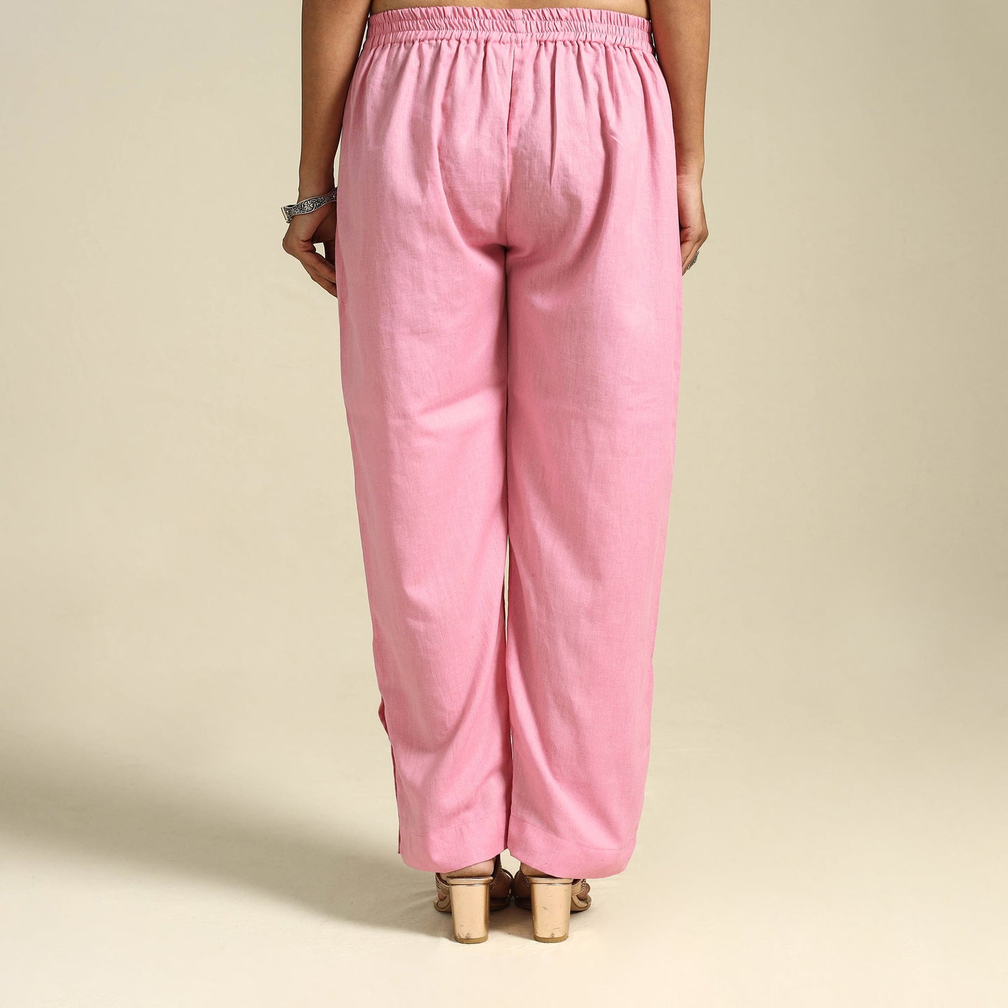 Pink Flex Cotton Elasticated Plain Pant