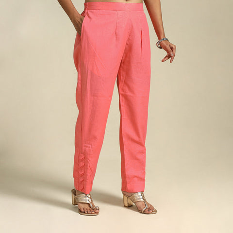 Pink Flex Cotton Elasticated Plain Pant