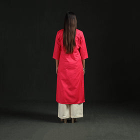 Flex cotton plain hand embroidered straight kurta for women