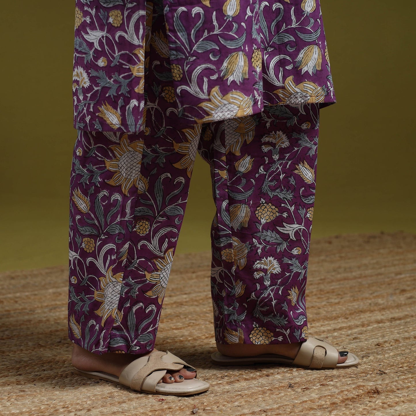Floral cotton sanganeri co-ord set 01 - handcrafted