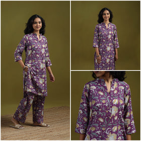 Floral cotton sanganeri co-ord set 01 - handcrafted