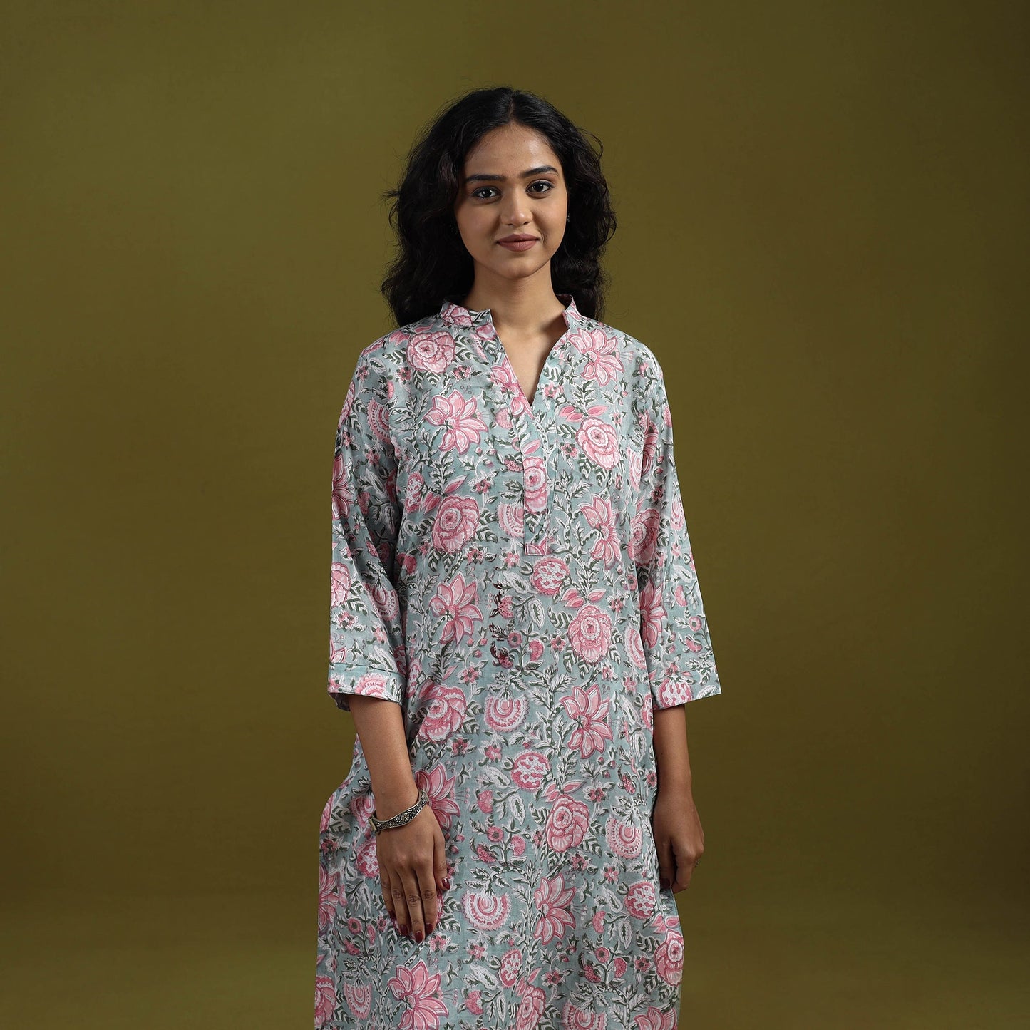 Floral cotton sanganeri co-ord set 02 - handcrafted