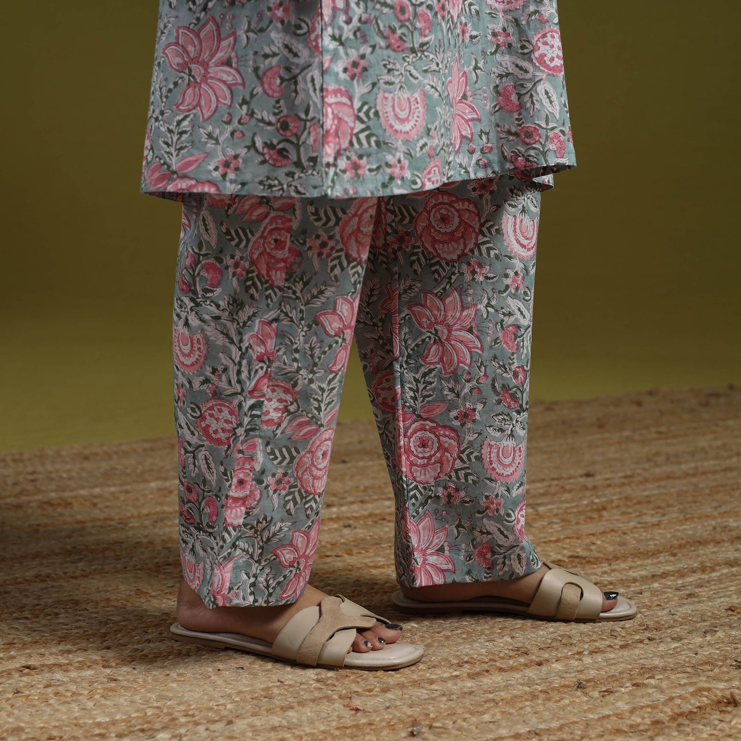 Floral cotton sanganeri co-ord set 02 - handcrafted