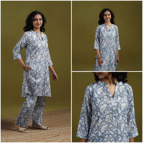 Floral cotton sanganeri co-ord set 04 - handcrafted