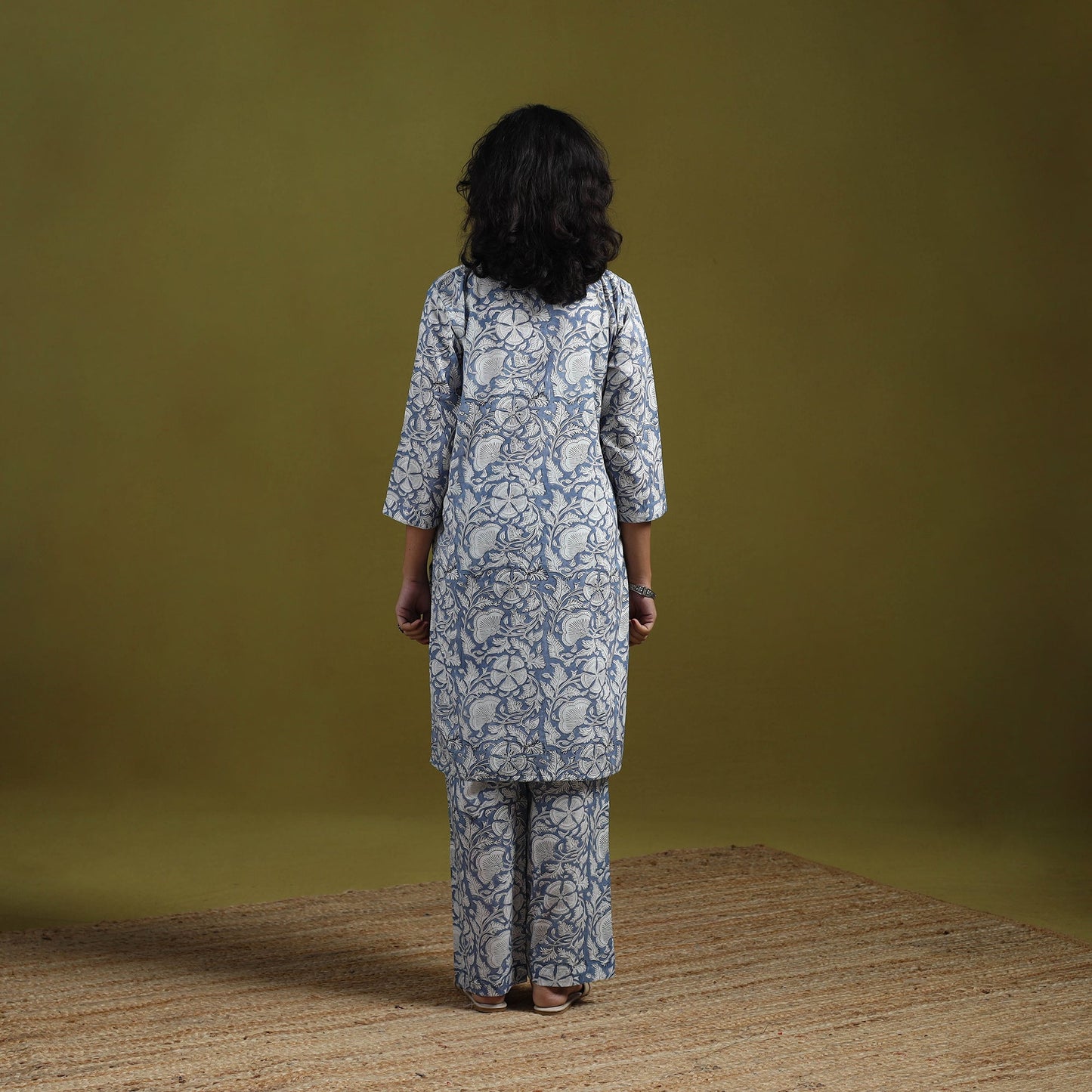 Floral cotton sanganeri co-ord set 04 - handcrafted