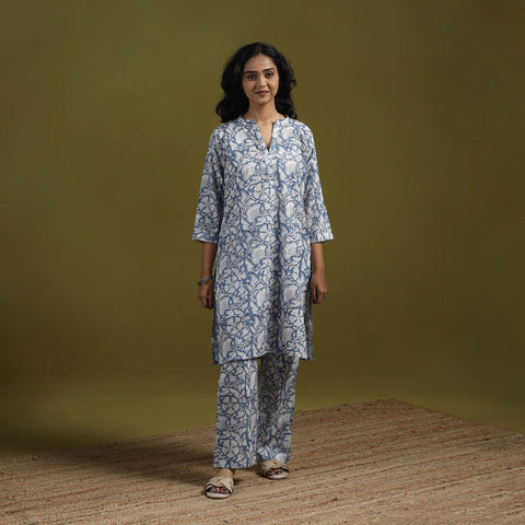 Floral cotton sanganeri co-ord set 04 - handcrafted